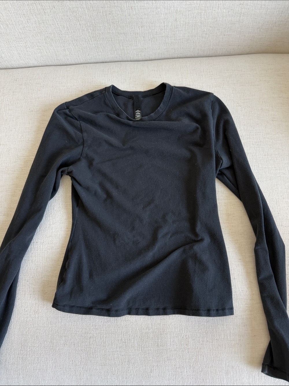 SKIMS Black Long-Sleeve Crewneck Top